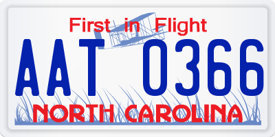 NC license plate AAT0366