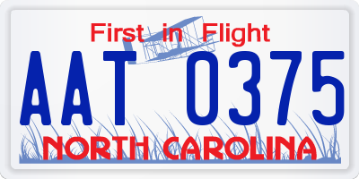 NC license plate AAT0375