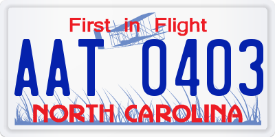 NC license plate AAT0403
