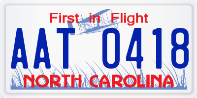 NC license plate AAT0418