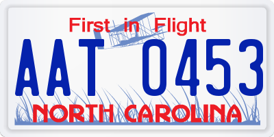 NC license plate AAT0453