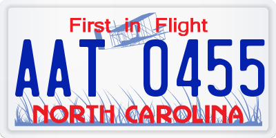 NC license plate AAT0455
