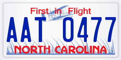 NC license plate AAT0477