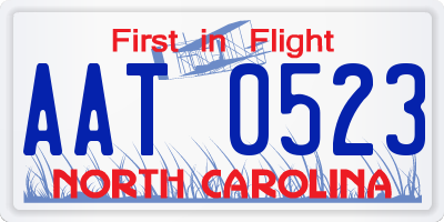 NC license plate AAT0523