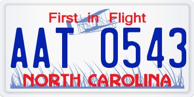 NC license plate AAT0543