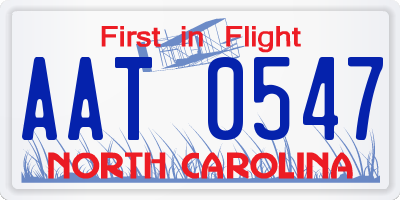NC license plate AAT0547