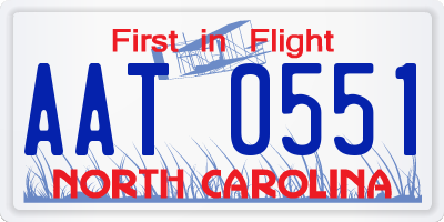 NC license plate AAT0551