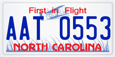 NC license plate AAT0553