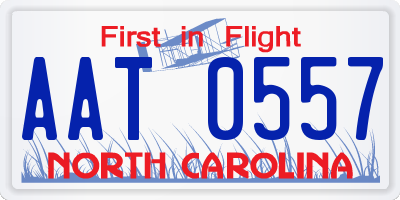 NC license plate AAT0557