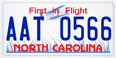 NC license plate AAT0566