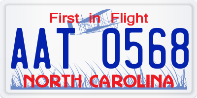 NC license plate AAT0568