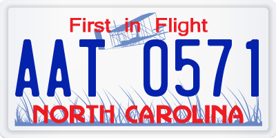 NC license plate AAT0571