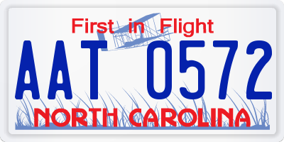 NC license plate AAT0572