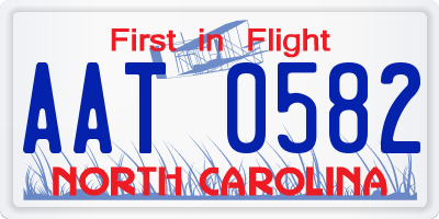 NC license plate AAT0582