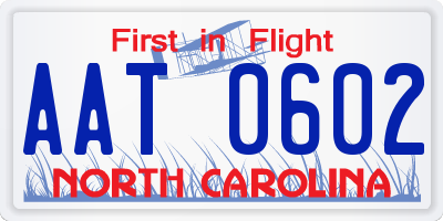 NC license plate AAT0602