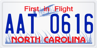 NC license plate AAT0616