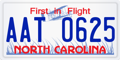 NC license plate AAT0625