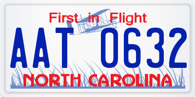 NC license plate AAT0632