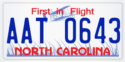 NC license plate AAT0643