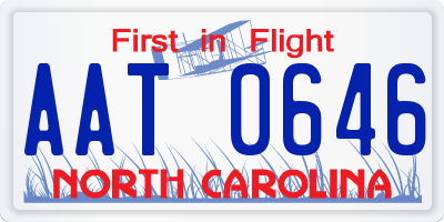 NC license plate AAT0646