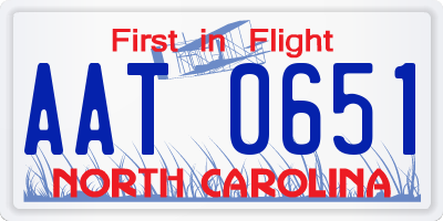 NC license plate AAT0651
