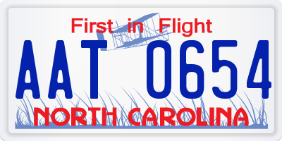 NC license plate AAT0654