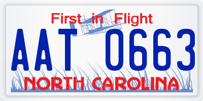 NC license plate AAT0663