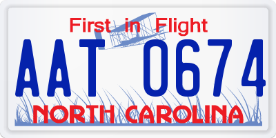 NC license plate AAT0674