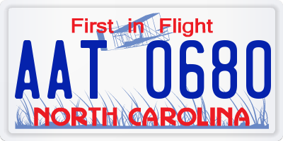 NC license plate AAT0680