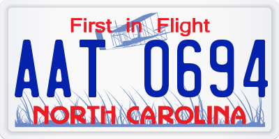 NC license plate AAT0694