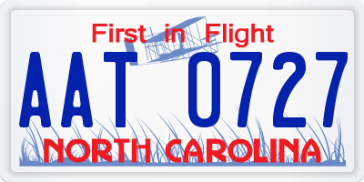 NC license plate AAT0727