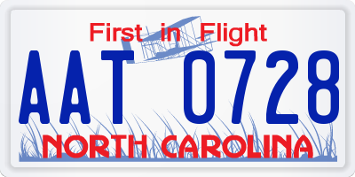 NC license plate AAT0728