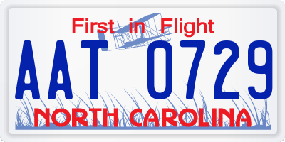 NC license plate AAT0729