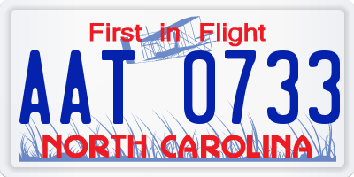 NC license plate AAT0733