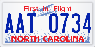 NC license plate AAT0734