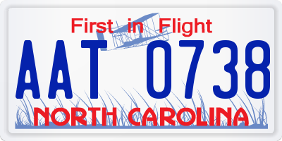 NC license plate AAT0738