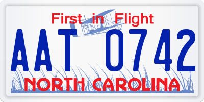 NC license plate AAT0742