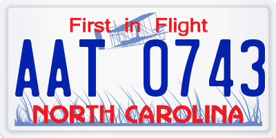 NC license plate AAT0743