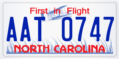 NC license plate AAT0747