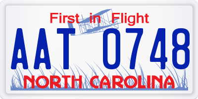 NC license plate AAT0748
