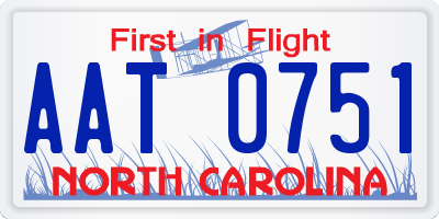 NC license plate AAT0751