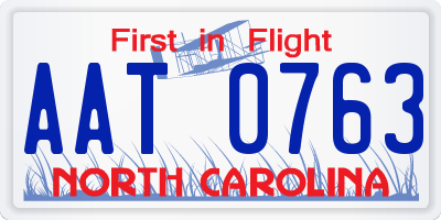 NC license plate AAT0763