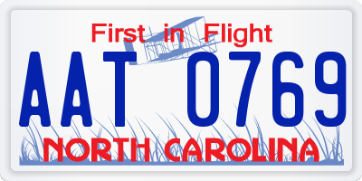 NC license plate AAT0769