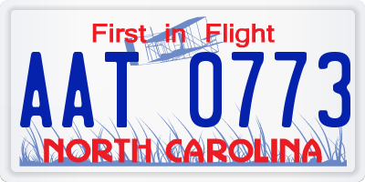 NC license plate AAT0773