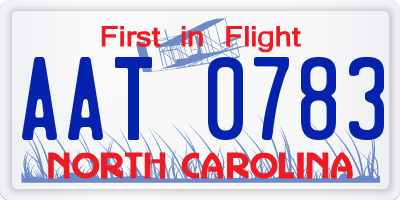 NC license plate AAT0783