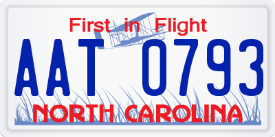 NC license plate AAT0793