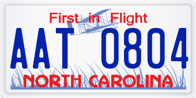 NC license plate AAT0804