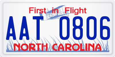NC license plate AAT0806