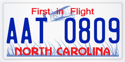 NC license plate AAT0809