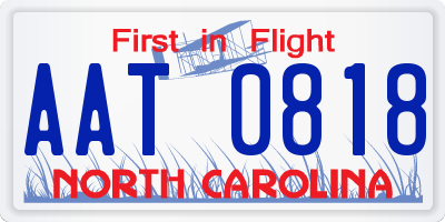 NC license plate AAT0818